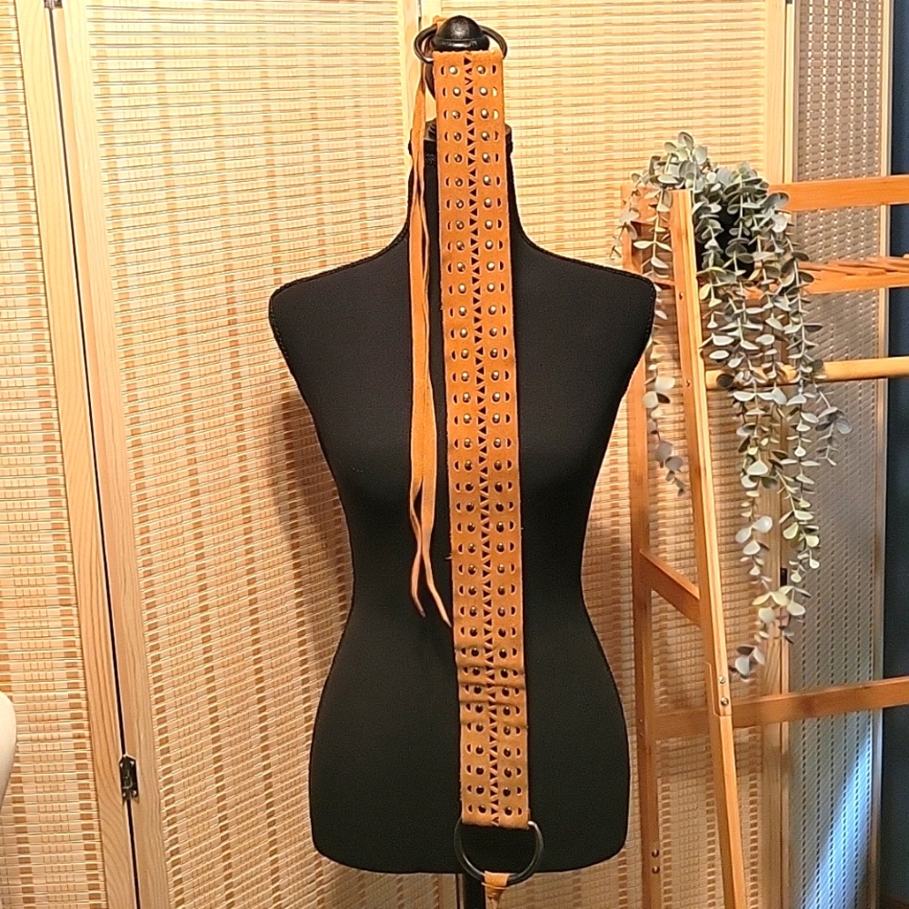 Women's Vintage Boho Leather Belt - size M - Picture 5 of 11
